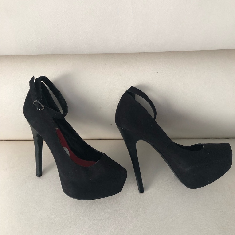 Faux Platform Black Suede High Heels-Beautiful high heels -Never Worn